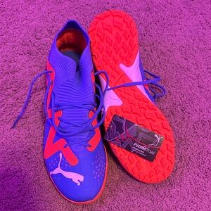 Puma Bold Blue and Red indoor soccer cleats